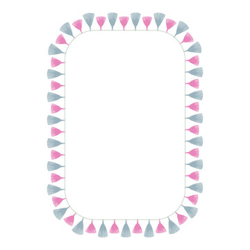 Tassel frame. Festive decorative border. Size 10 x 15 cm, 4”x 6”.  Aspect ratio 2:3.