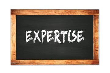 Fototapeta premium EXPERTISE text written on wooden frame school blackboard.