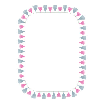 Tassel frame. Decorative border. Size A4.