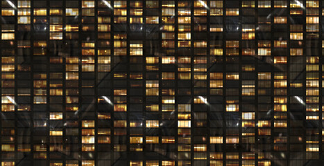 windows building front facade by night