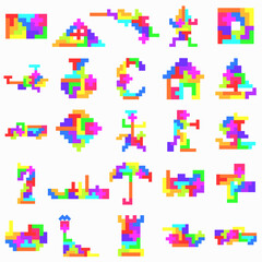 Set of Block Puzzle. Pentomino puzzle. Tetris.