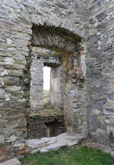 old windows in ruined castle