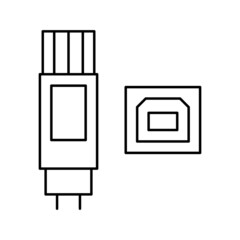 usb type b line icon vector illustration