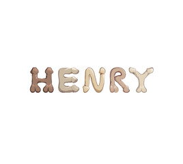 Henry name in letters stylized as male reproductive organs as a decoration for parties