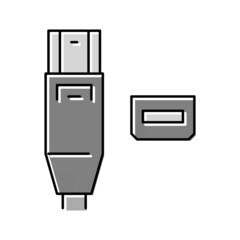 thunderbolt port color icon vector illustration