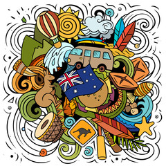 Obraz na płótnie Canvas Australia cartoon vector doodle illustration