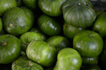 Zapallito de tronco o zapallito verde en puesto de venta de verduras