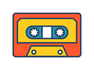 Vector retro cassette tape. Groovy. Vintage mixtape. Colorful cassette.