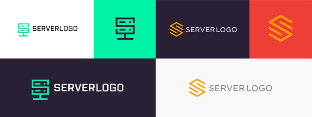 Server Logo Design for Server Host, Data Storage Rent Business Vector Logo, business logo design