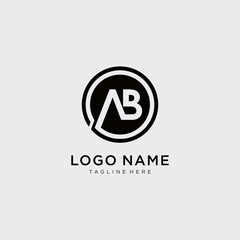 Letter AB logo circle design template.