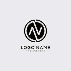 Letter AV logo circle design template.