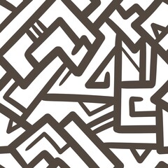 Seamless abstract pattern on white background. Vector wallpaper.  Graphic contour striped ornament.