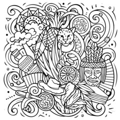 Fototapeta premium Paraguay hand drawn cartoon doodles illustration.