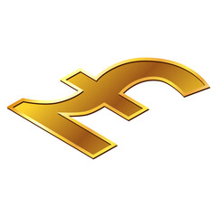 Fototapeta premium Great britain pound GBP currency golden sign in isometric top view isolated on white background. Currency by Central Bank of United Kingdom.