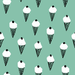 Seamless pattern with ice cream