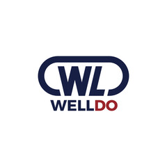 Letter WL simple logo design in oval line shape for brand identity, bussines, and personal logo