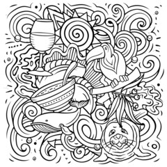 Uruguay hand drawn cartoon doodles illustration.