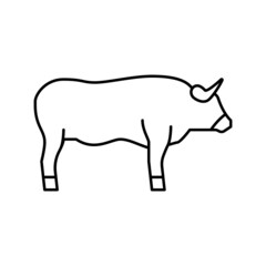 bull farm animal line icon vector illustration