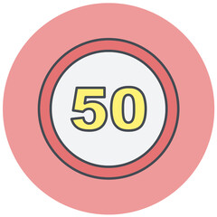 Speed Limit 50 Icon Design