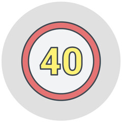 Speed Limit 40 Icon Design