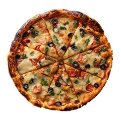 Delicious italian margherita pizza isolated on white background, homemade pizza, top view.