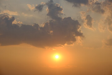 beautiful nature yellow light in the evening the sun is setting