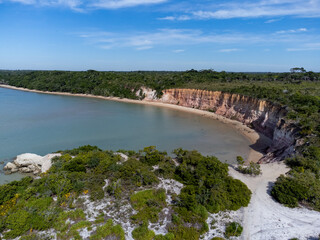 Obraz premium Amazing cliffs of Bahia, Brazil, South America. Beach, sea, ocean. Image for geography studies and classes.