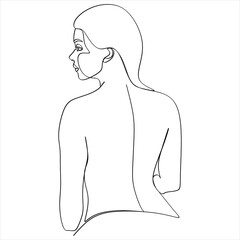 Continuous line drawing of Portrait of a Beautiful Woman's face. The Concept of Skin Beauty Care for young female models. Fashion beauty model with a white background. Vector
