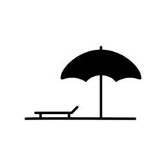 Pool umbrella icon vector and pool chairs. swimming pool, swimming. Solid icon style, glyph. Simple design illustration editable