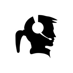 Call center vector icon. Woman call center vector icon