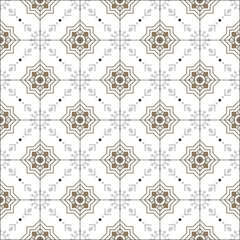 Fototapeta premium Traditional decorative color portuguese seamless vector pattern. The tile is azulejo. Geometric patterns and backgrounds for your design. Vector illustration.