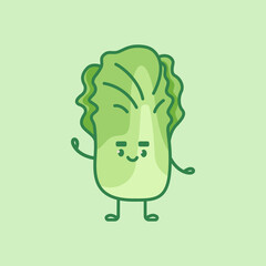 Cute cabbage character. Cartoon vector isolated illustration.