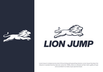 Obraz premium lion jump logo design. logo template