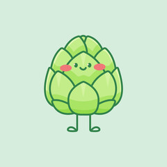 Cute artichoke character. Cartoon vector isolated illustration