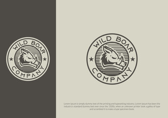 wild boar emblem logo design. logo template