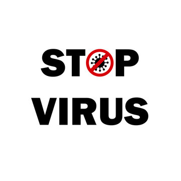 Black and white text stop virus illustration with red sign stop. Monkeypox virus concept. Epidemic. World pandemic. Vector clip art illustration.