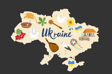 Set of vector elements of Ukrainian national symbols.