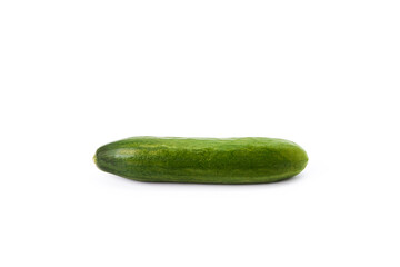 Tasty green mini cucumber on a white background