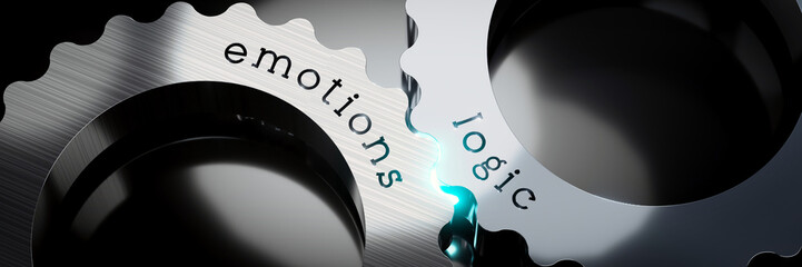 Logic, emotions - gears concept - 3D illustration - obrazy, fototapety, plakaty