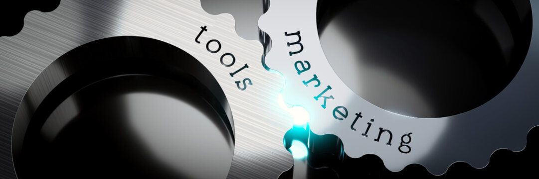 Marketing tools - gears concept - 3D illustration
