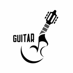 guitar silhouette vector on white background