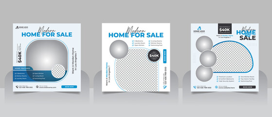 Real estate social media post or house property sale banner square story post marketing web banner template