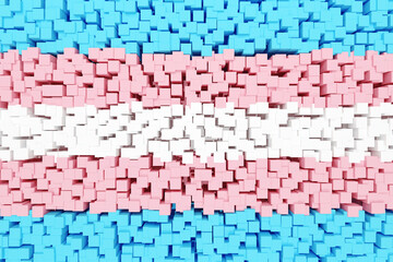 A wall formed by squares painted in the color of the transgender persons pride flag