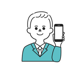 スマホを持つビジネスパーソンのイラスト
