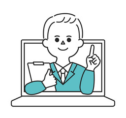 オンラインで提案をするビジネスパーソンのイラスト
