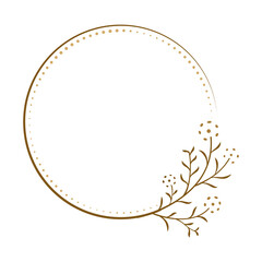 Vector round dotted frame. Summer flowers decoration