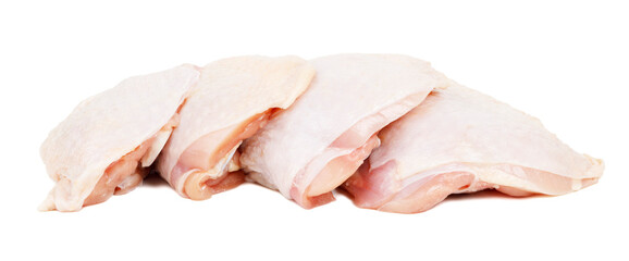 Chicken raw meat - thighs, cut out on a white background.