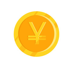 Obraz premium Gold yen coin. Vector flat illustration