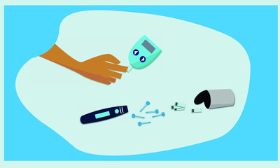 Diabetic patient check on glucose level using home monitoring glucometer