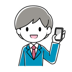スマホを持つ男性のイラスト